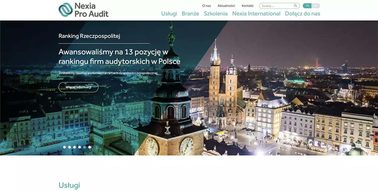 Strony internetowe Kraków - strona firmowa Nexia Pro Audit Kraków