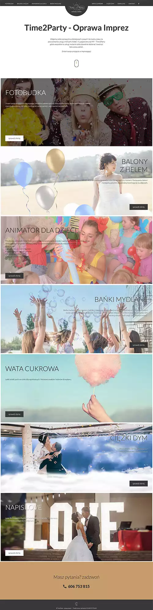 Projekt Strony internetowej Time2Party Ostrołęka