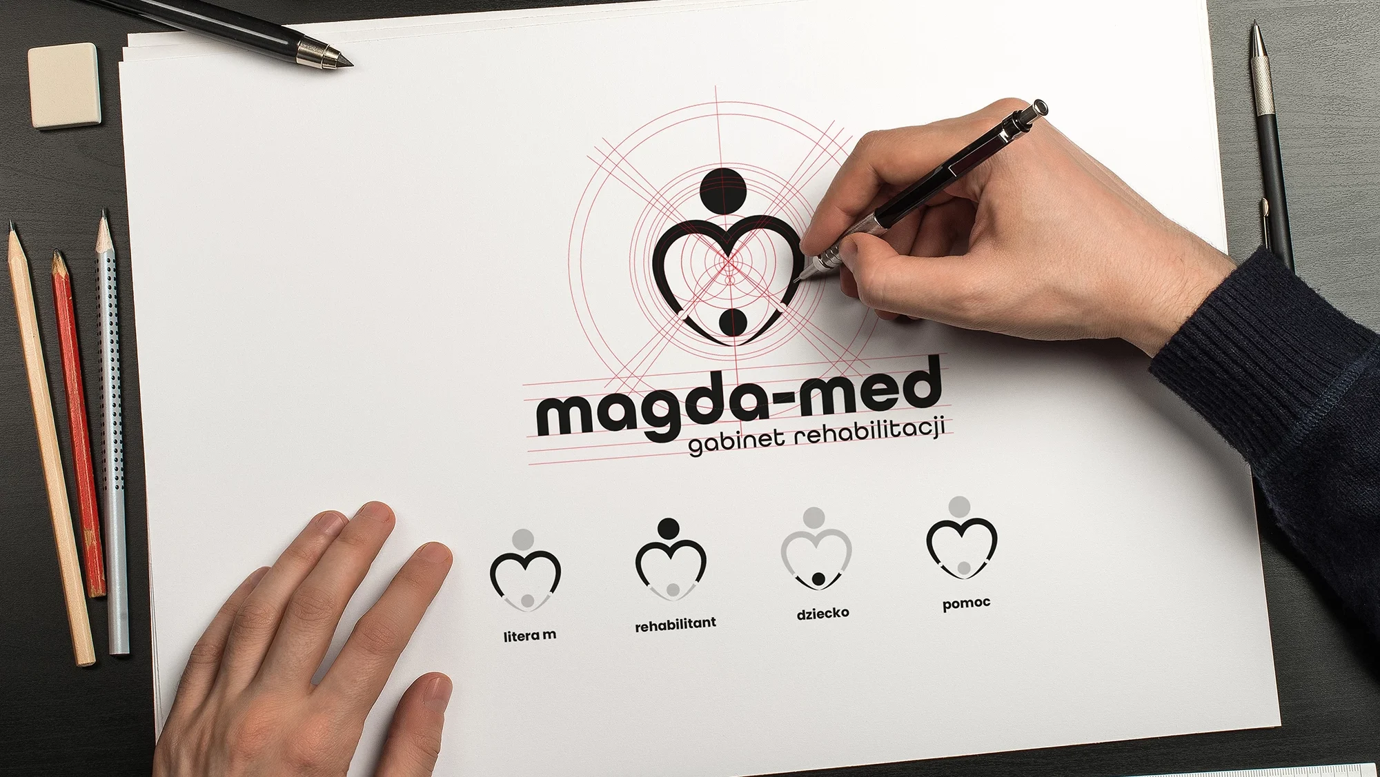 Projekt logo Gabinetu Rehabilitacji Magda-Med z Łomży