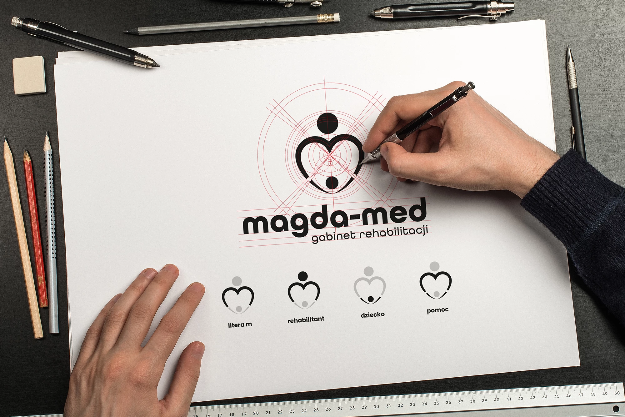 Projekt logo Gabinetu Rehabilitacji Magda-Med z Łomży