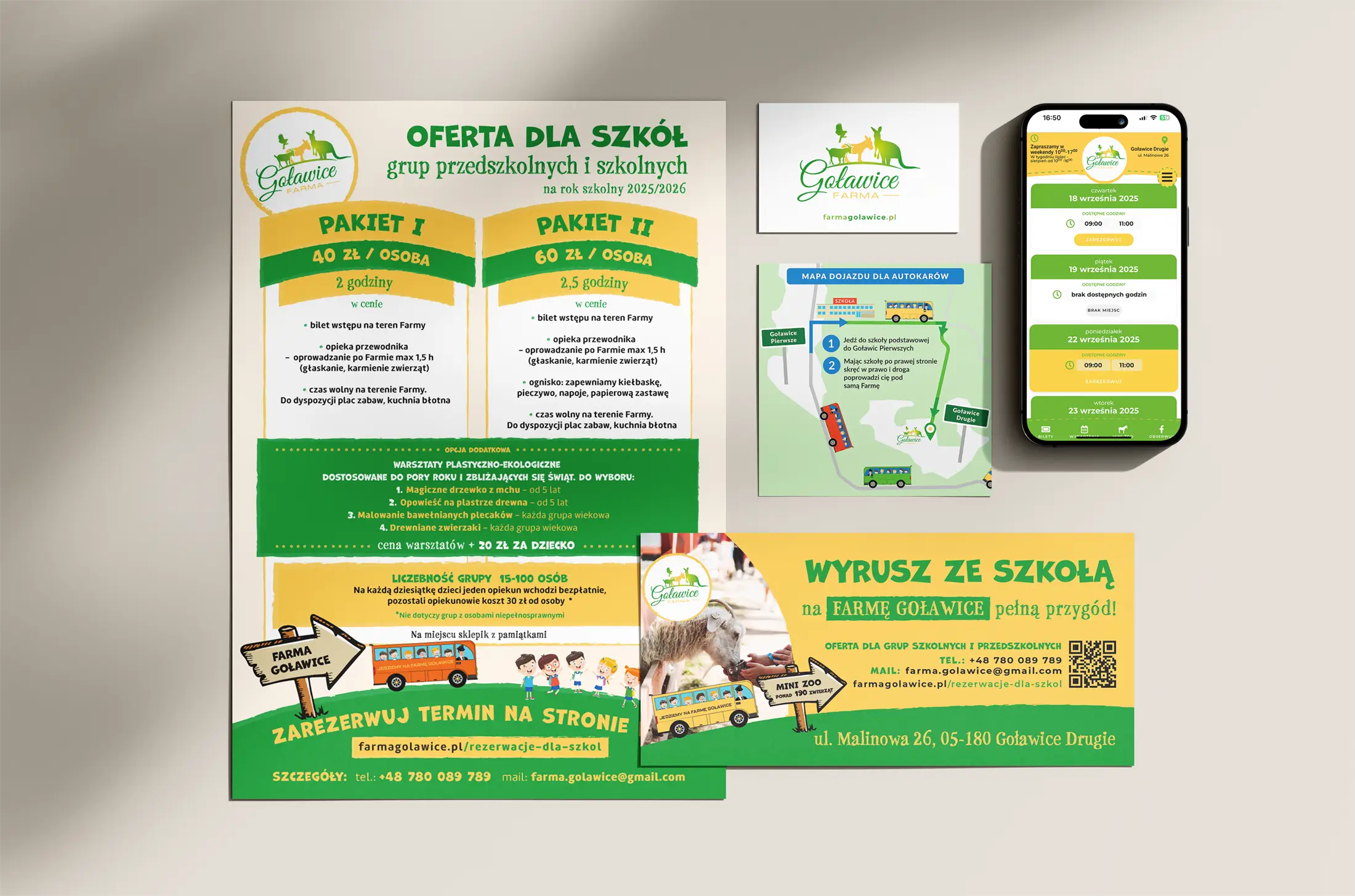Projekt ulotki oferta dla szkół dla Farma Goławice